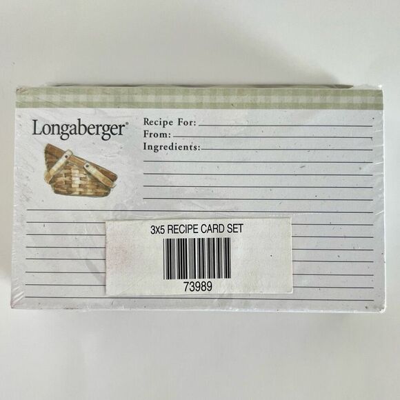 LONGABERGER 3”x5” Recipe Cards With Dividers Set 73989 Sealed *NEW* - Picture 1 of 5